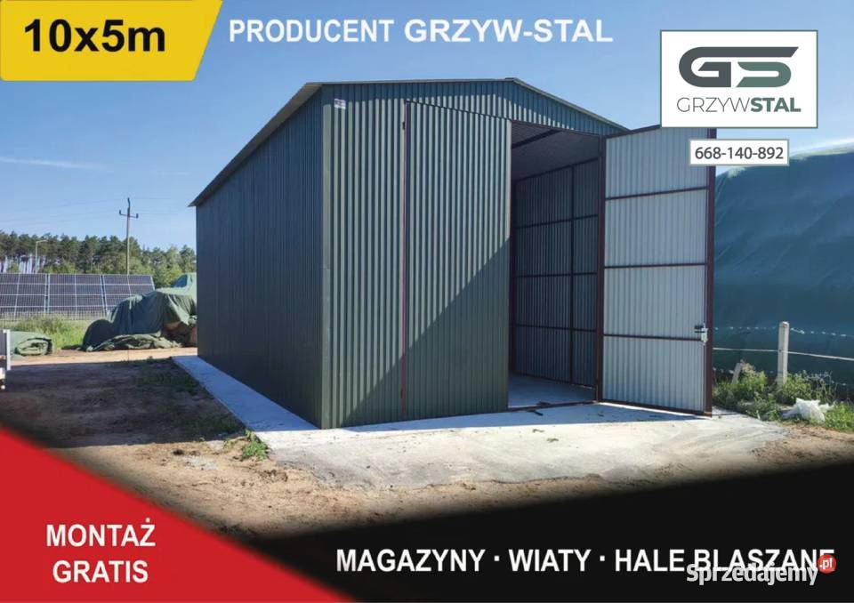 Garaż Blaszany Dwuspadowy Zielony Garaże Wiata