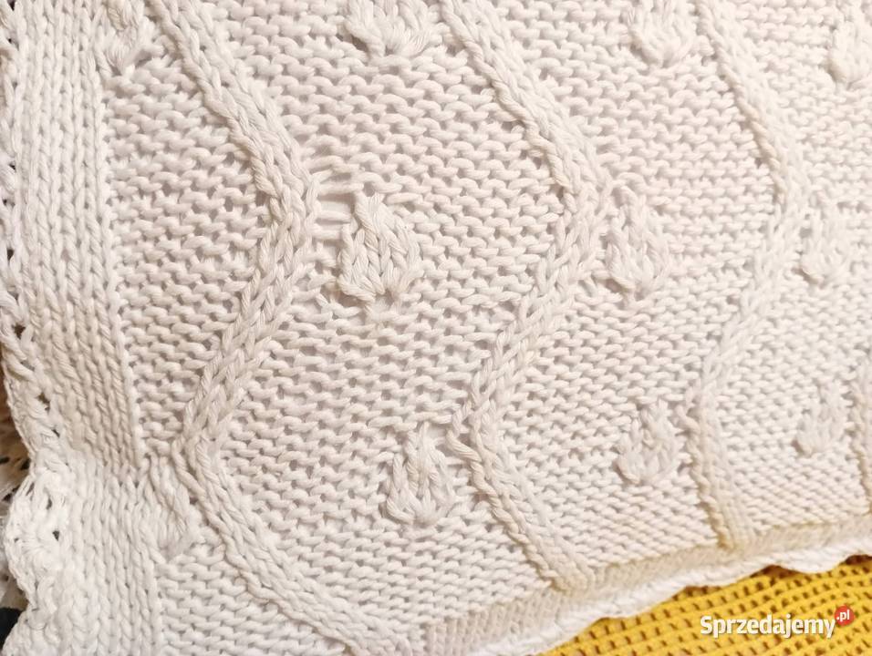 Poszewka dziergana biały Wyposażenie wnętrz Alwernia