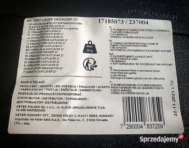 Skrzynka narzędziowa KETER Pro series technician Tarnowiec