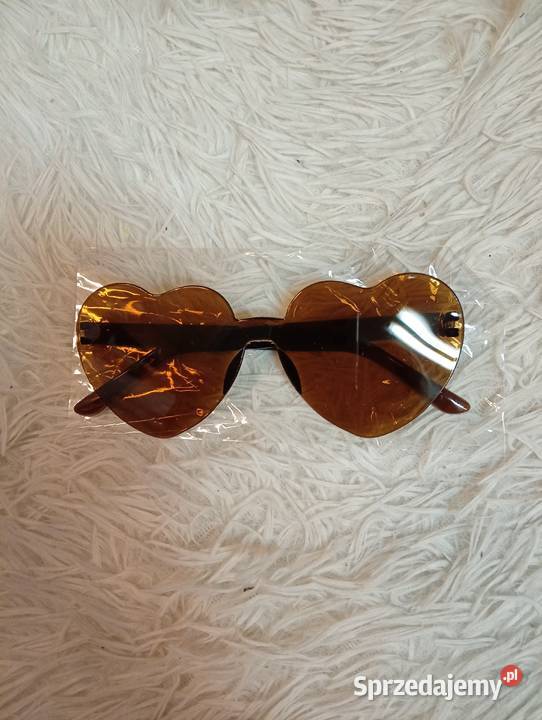 Brązowe okulary przeciwsłoneczne serca serce Kraków sprzedam