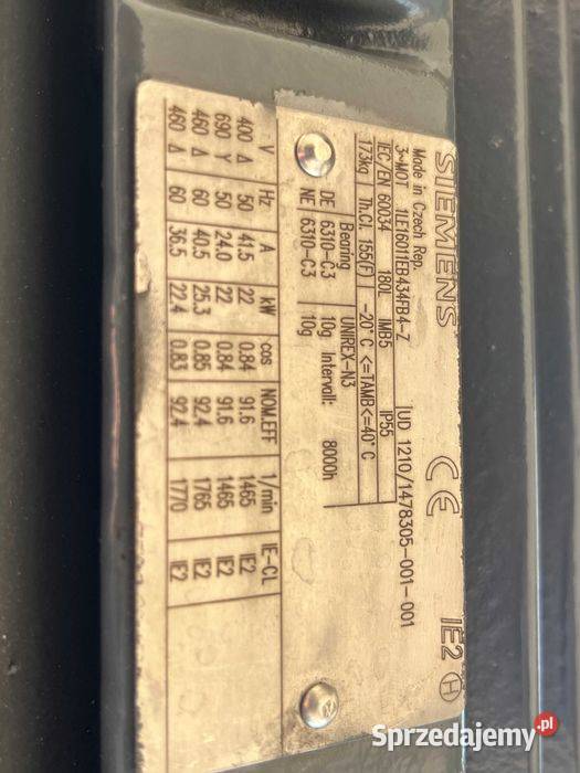 Silnik Elektryczny Siemens 22kW Nowy 1465 Obrmin Tuliszków