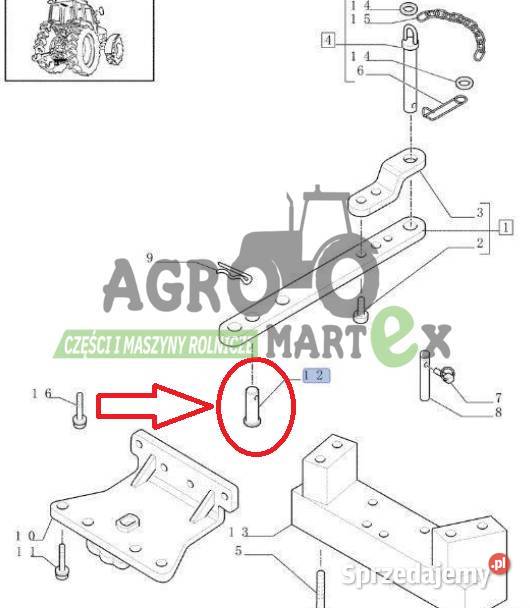 87558070 SWORZEŃ TYLNEGO ZACZEPU CNH Pozostałe Wichrów