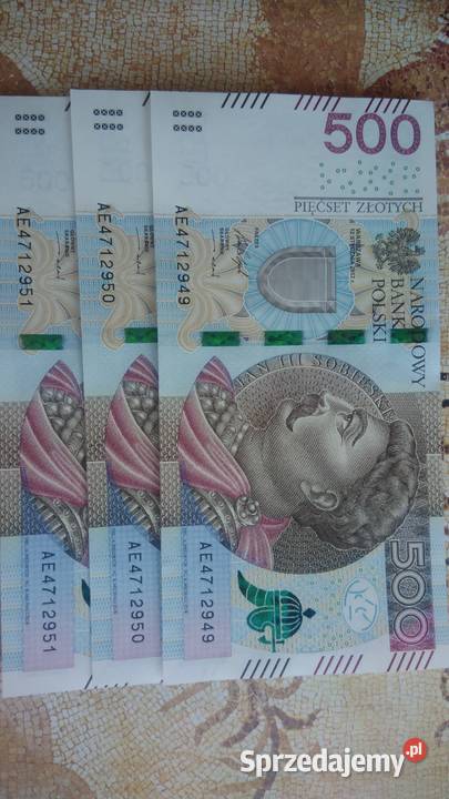 Banknoty 500pln AA AB AE małopolskie Kraków