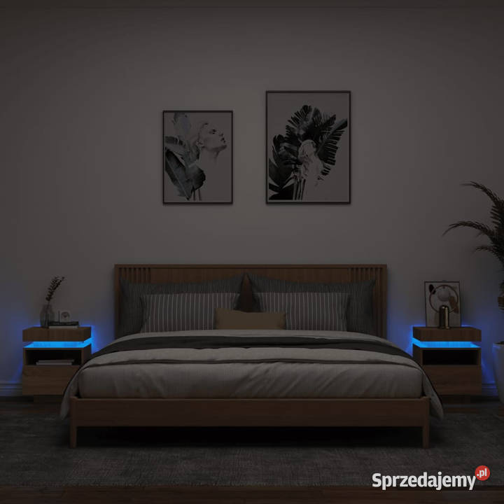Szafki nocne z LED 2 dąb sonoma 40x39x485 Warszawa