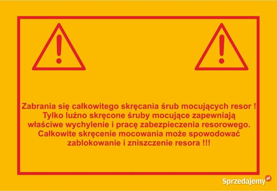 Naklejka ostrzegawcza piktogram uwaga śruby Kamionna