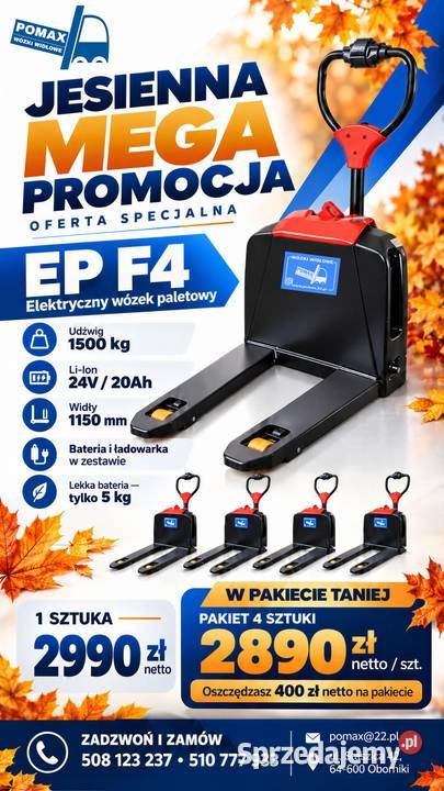 Paleciak elektryczny EP F4 1500 LiIon specjalna Oborniki