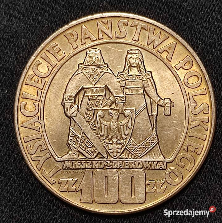 Moneta 100 1966r Mieszko i Dąbrówka srebro Poznań