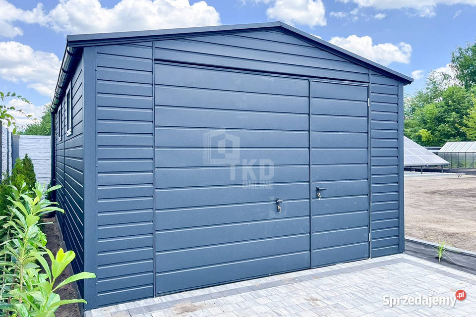 Garaż Blaszany 4x6m Brama uchylna Drzwi 2x Okno