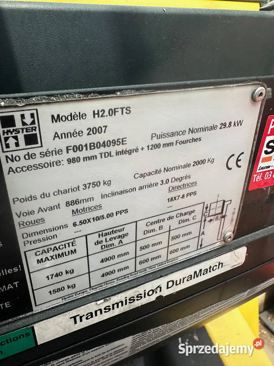 wózek widłowy HYSTER H20FT LPG 2000 Triplex 490m Działoszyn