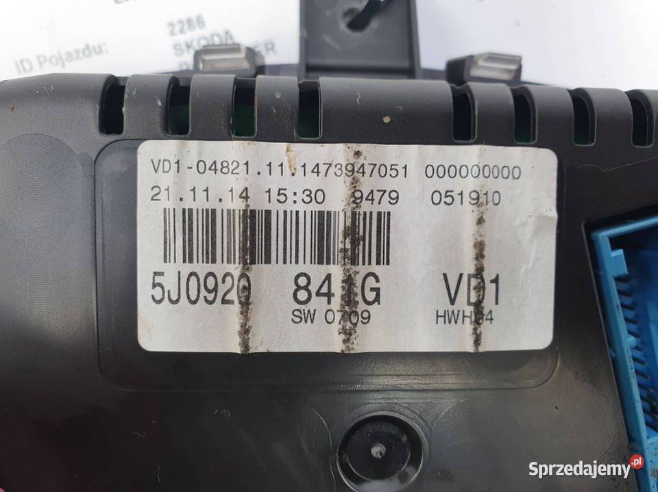 LICZNIK ZEGAR SKODA ROOMSTER 5J0920841G Pozostałe kujawsko-pomorskie Lipno