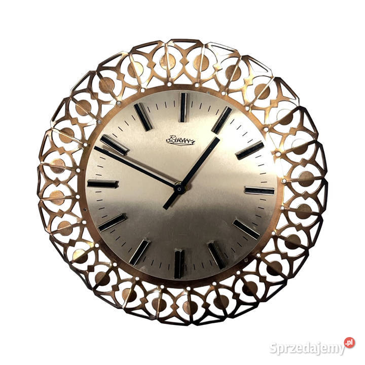 Zegar ścienny Richter mosiądz ażurowy RFN lata Warszawa