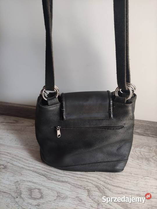 Torebka czarna listonoszka skórzana Torby i torebki