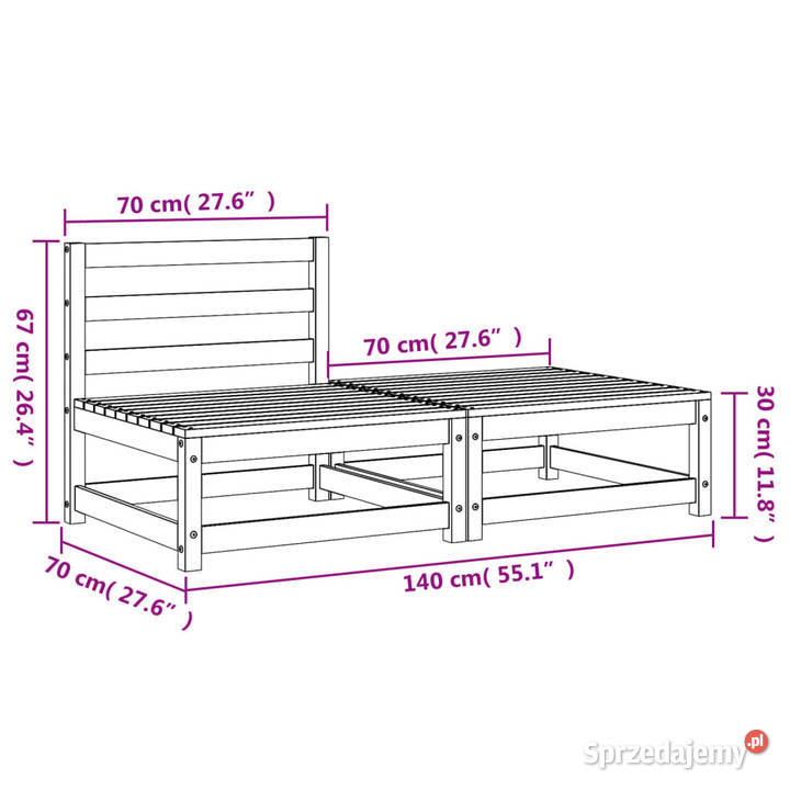 Sofa ogrodowa bez podłokietników z podnóżkiem sprzedam