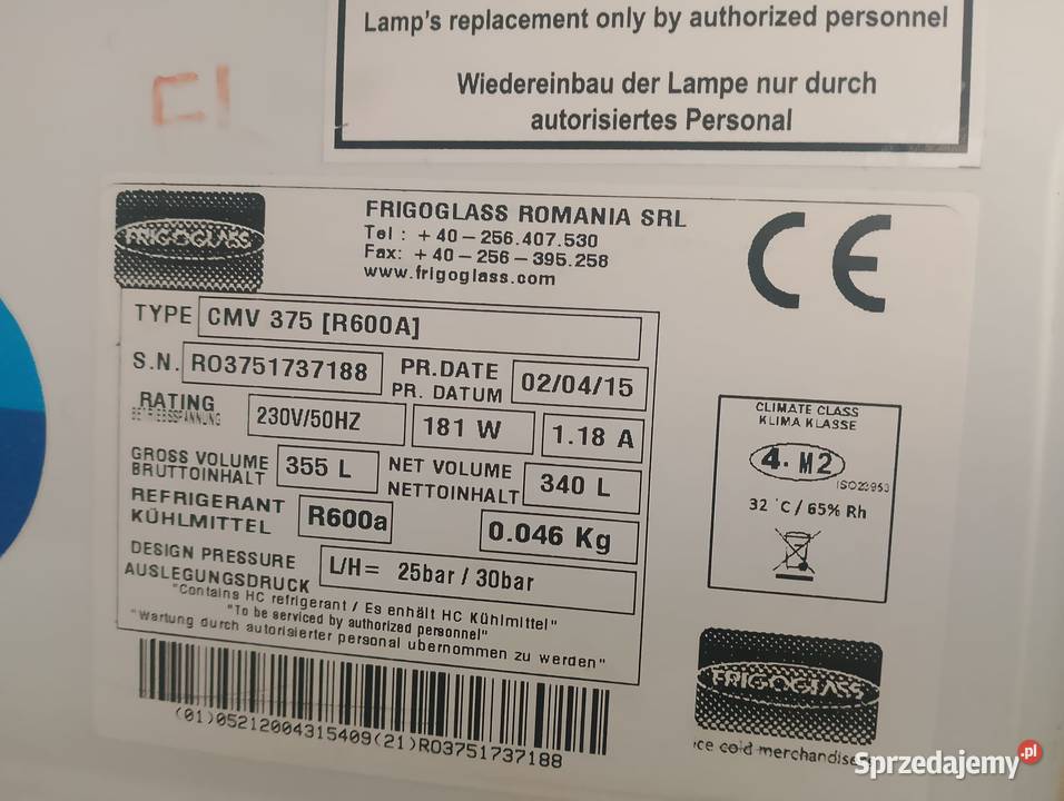 Witryna na napoje Frigoglass CMV 375 dolnośląskie Wrocław