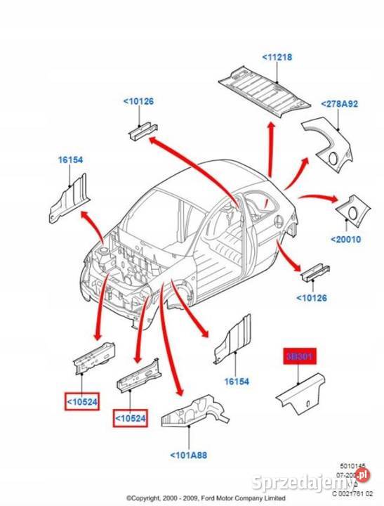 WZMOCNIENIE BELKI LEWY PRZÓD FORD KA 9608