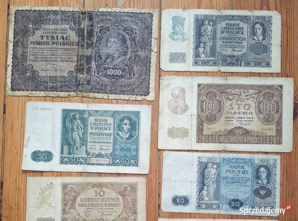 Zestaw Starych Banknotów x10 Stara Polska SPIII Gliwice