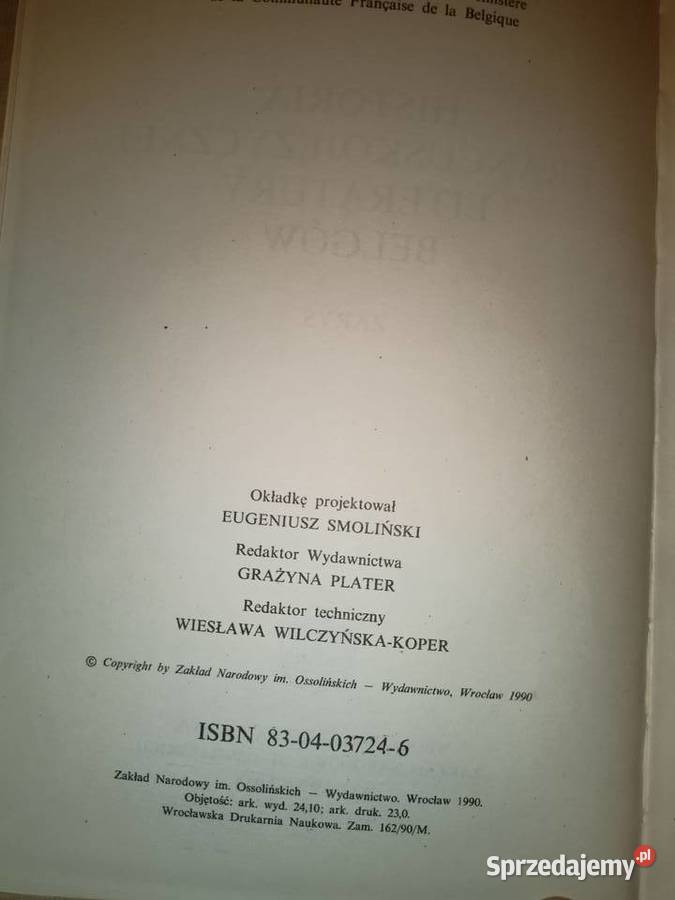 Historia Francusko języcznej literatur Belgów literaturoznawstwo mazowieckie Warszawa sprzedam