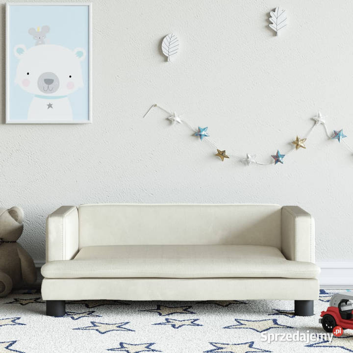 Sofa dzieci kremowa 80x45x30 aksamit WM3196311 mazowieckie Warszawa