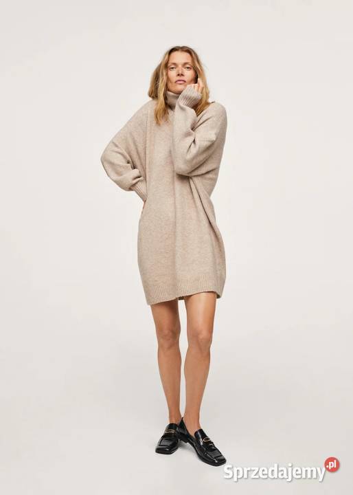 Mango Sukienka z dzianiny z golfem oversize mazowieckie Warszawa