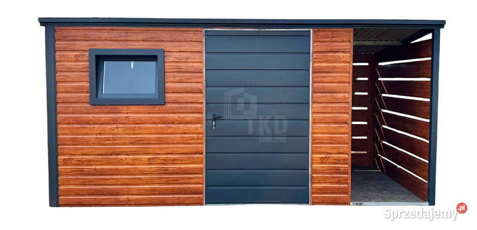 Domek ogrodowy 4x25 m wiata 1x25 m drzwi okno