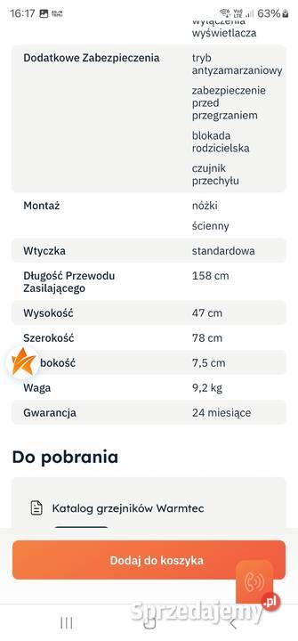 Grzejnik elektryczny Olsztyn