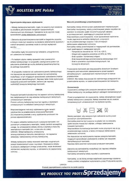Kamizelka kuloodporna nowa z torbą Myślenice