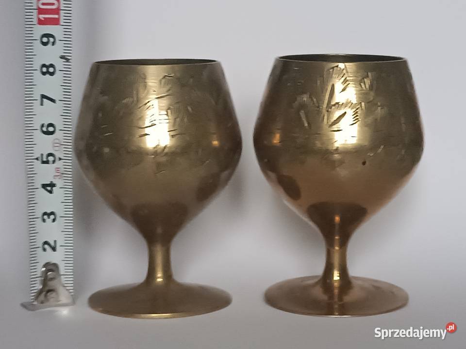 Para mosiężnych pucharków kielichów retro grawer podkarpackie Rzeszów