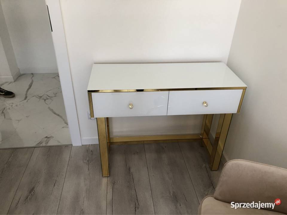 Toaletka biała złota gałka kryształ glamour 80cm Dom i Ogród wielkopolskie