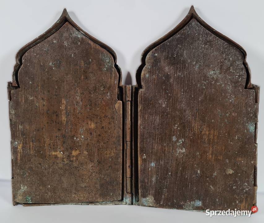 Ikona podróżna Tetraptyk XIXw 0420 Malarstwo Warszawa