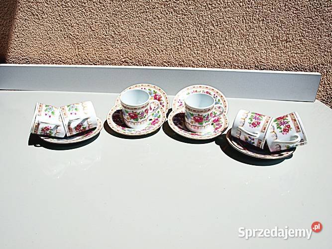 SERWIS KAWOWY 6 osób biała porcelana z kwiatowym Ceramika i szkło śląskie