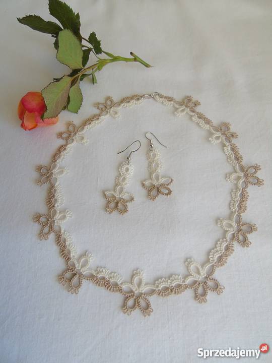 Biżuteria Frywolitkowa Wiśniowa