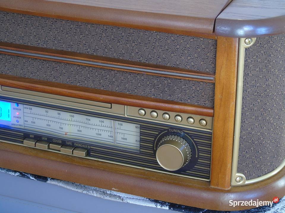 Retro Gramofon z radiem CD USB i magnetofonem i podkarpackie Jasło sprzedam
