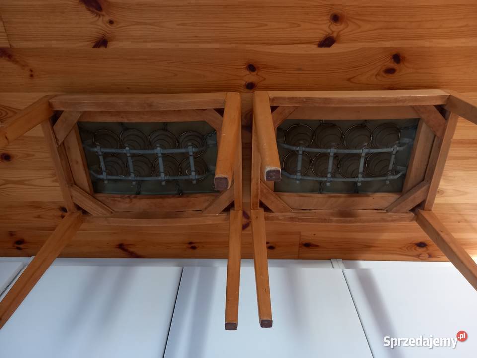 Stare taborety stołki podnóżki na sprężynach PRL Rawicz