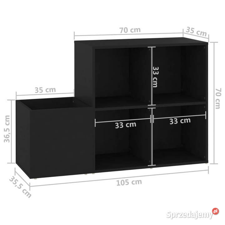 Szafka na buty czarna 105x355x70 materiał Na buty