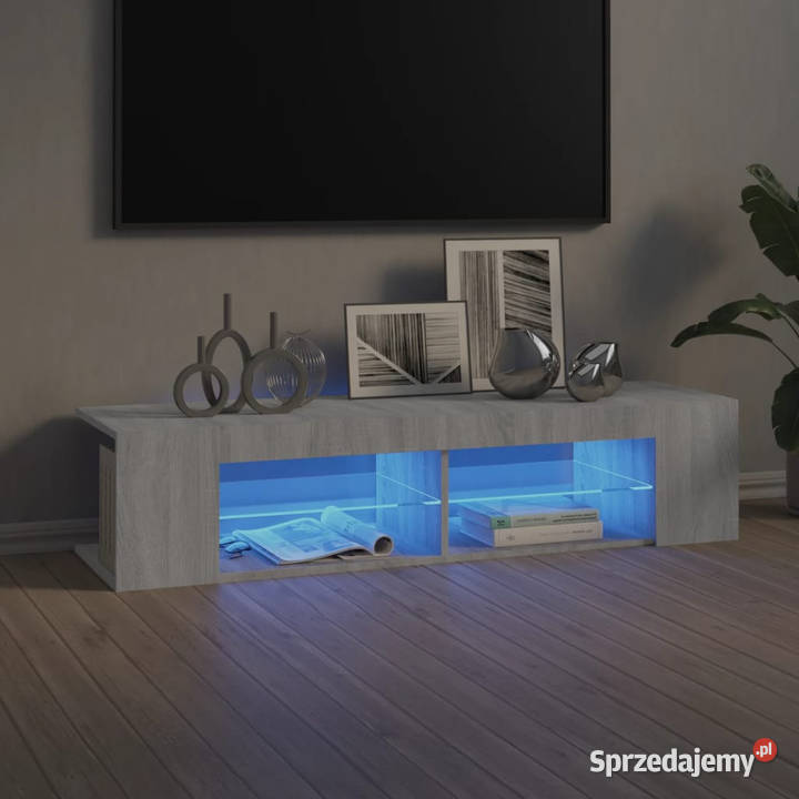 Szafka TV z oświetleniem LED szary dąb sonoma RTV Warszawa