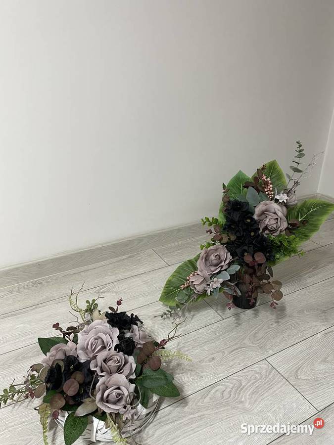 Stroiki na cmentarz komplet kwiaty sztuczne Nowy Tomyśl