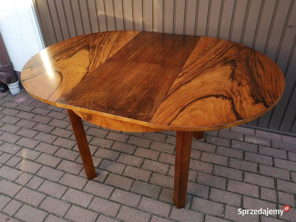 Stół ArtDeco Okrągły Orzech 100 Zgrabny Stary Swarzędz