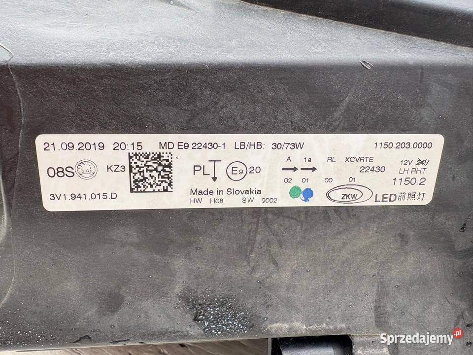 SKODA SUPERB 3 III LIFT LEWA LAMPA PRZÓD FULL wielkopolskie Jabłonna