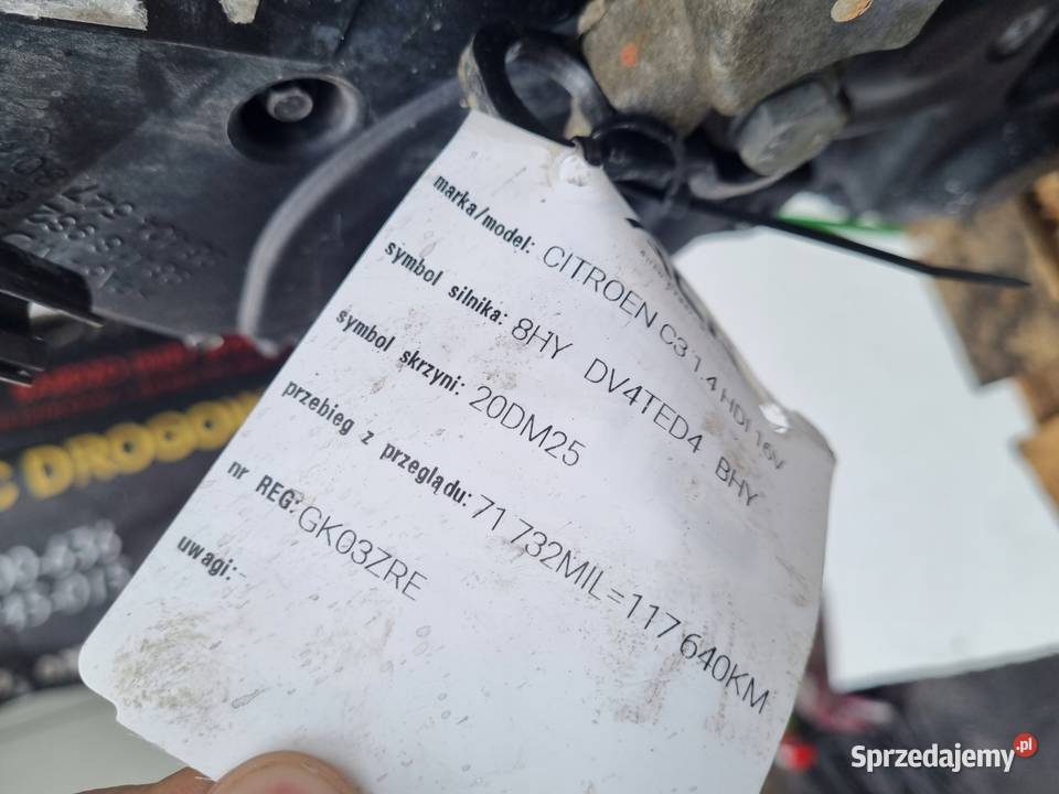 SILNIK KOMPLET Citroen C3 14 HDI 90 0209r DELPHI osobowe lubelskie Janów