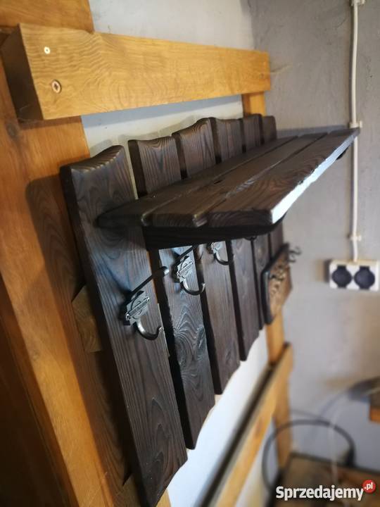 Wieszak drewniany vintage rustykalny loft ogniem 51cm Meble Krasów