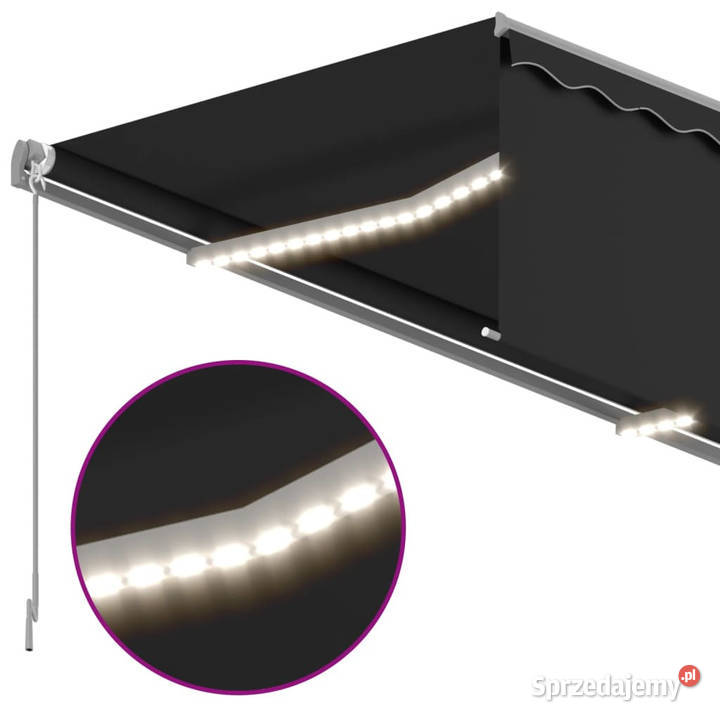 Ręcznie zwijana markiza z zasłoną i LED 4x3 m
