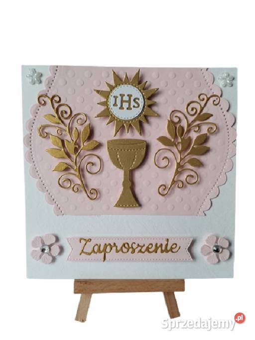 Zaproszenia Komunia Dziewczynka Kielich Ihs