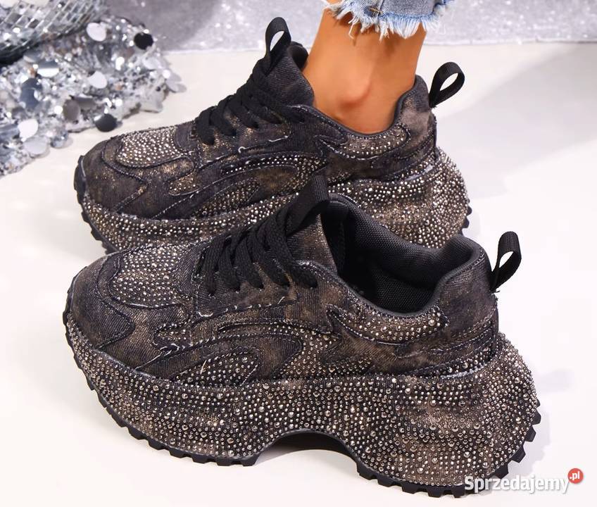 Sneakersy na platformie z dżetami 3 kolory dolnośląskie Świdnica
