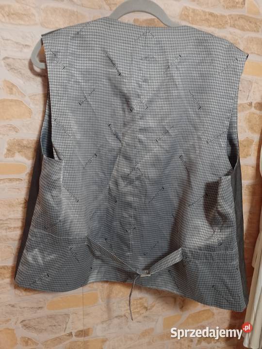 L XL Szaro Srebrna kamizelka garniturowa z Odzież wyjściowa Kraków