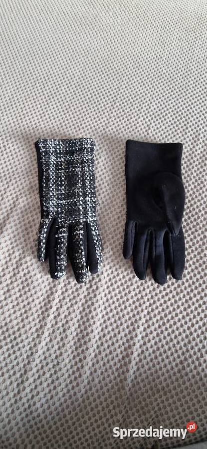 rękawiczki zimowe damskie biało czarne wełna Kraków