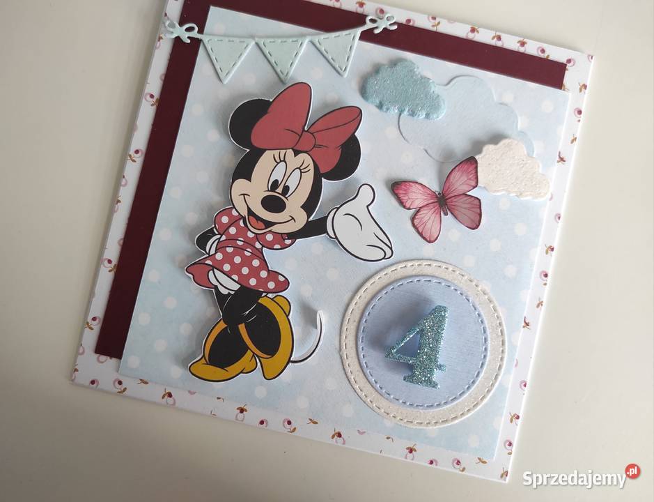 Kartka urodzinowa ręcznie robiona Myszka Minnie Łódź