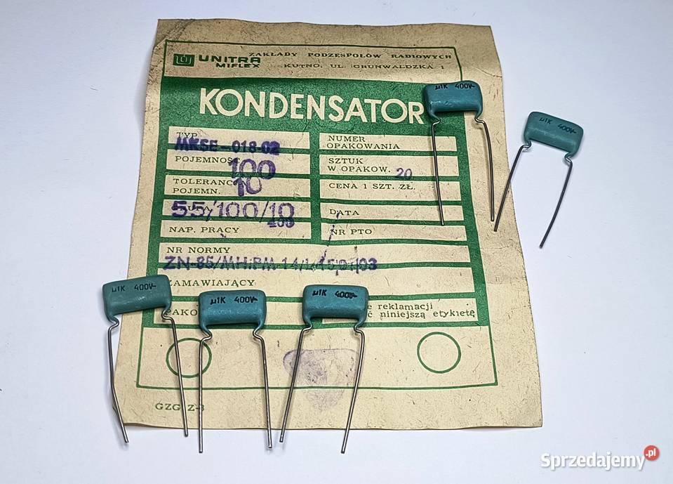Kondensator 01uF 400V MKSE01802 Unitra MIFLEX Części i akcesoria Gdańsk
