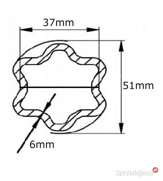 Rura wału WOM profilowana gwiazda 51x37x6mm 1m małopolskie Kamionna