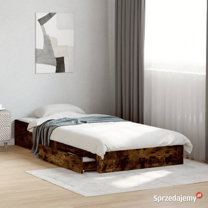 Rama łóżka z szufladami przydymiony dąb 100x200 203cm mazowieckie