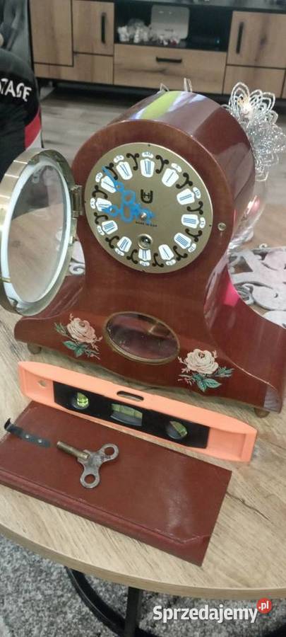 Stary Zegar kominkowy mechaniczny drewniany U Pozostałe